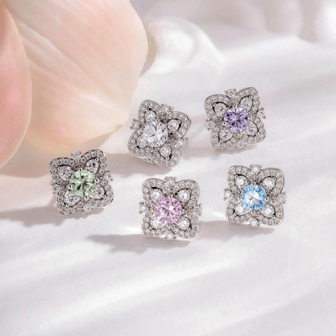 Blume Schneeflocke Knorpel Ohrstecker Titanstahl Kupfer Mikro Zirkonia Piercing Schmuck Vintage Elegant Für Damen