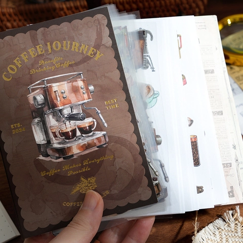 Retro Sticker Book Scrapbooking Material PET Washi And Light Paper Vintage Hand Painted Flower Coffee Landscape Decorative Journaling Stationery