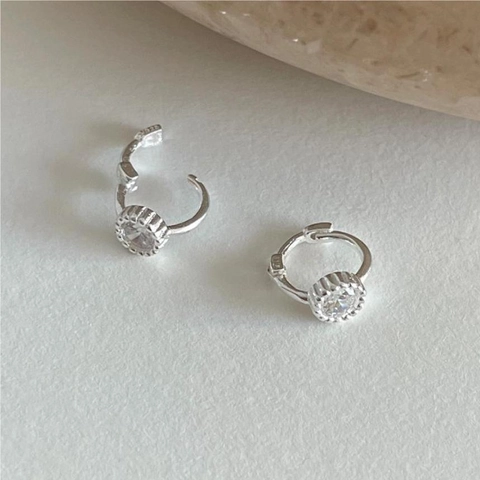 925 Sterling Silber Huggie Ohrringe Runde Zirkonia Minimalistisch Geometrisch Mode Schmuck Für Damen