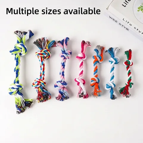 Dog Rope Toy Cotton Braided Double Knot Durable Chew Toy For Small Medium Large Dogs Dental Cleaning Interactive Training
