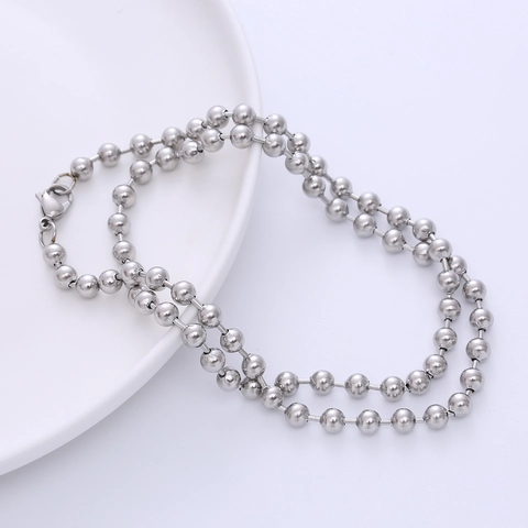 Stainless Steel Ball Chain Necklace Smooth Bead Chain For DIY Jewelry Making Mens Womens Industrial Style Silver Tone Jewelry