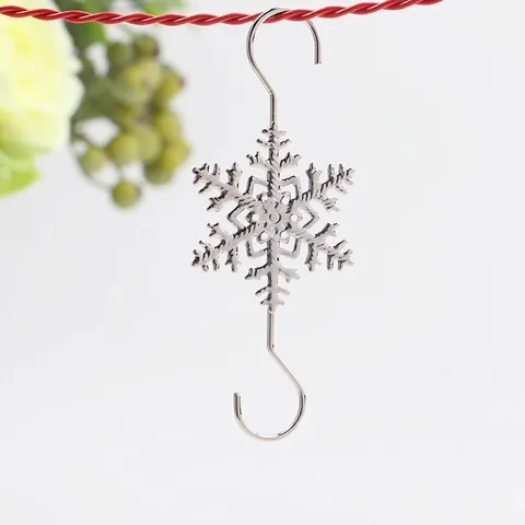 Crochets De Décoration Arbre Noël Flocon Neige Métal En S Pour Décoration De Fête Festif Or Argent