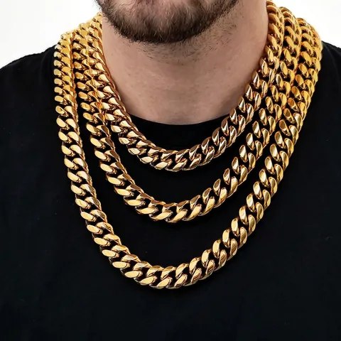 Hip Hop Edelstahl Panzerkette Halskette Armband Schmuck Für Damen Herren 18K Gold Galvanisiert Zirkonia Verschluss Zubehör
