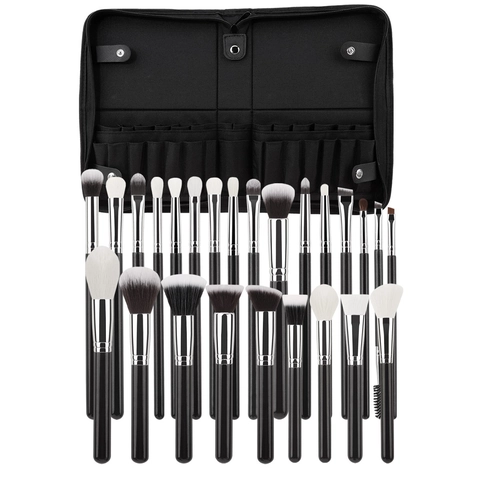 Professionelles Make-up-Pinsel-Kit Mit Aufbewahrungstasche Synthetikfaserborsten Holzgriff Aluminiumrohr Beauty-Tools