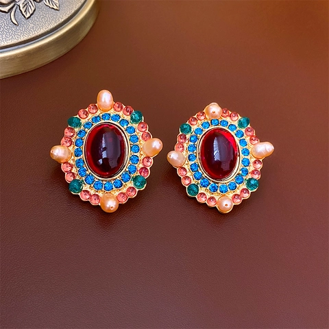 Orecchini In Lega Vintage Con Perno In Argento Retro Cuore Fiore Perla Artificial Strass Gioielli Per Donne