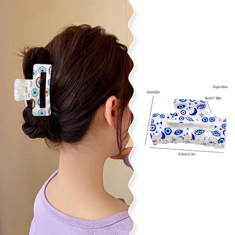 Evil Eye Hair Claw Clip Acetate Plastic Stars Moon Pattern Hair Accessory For Women Bohemian Vintage Style Shark Clip