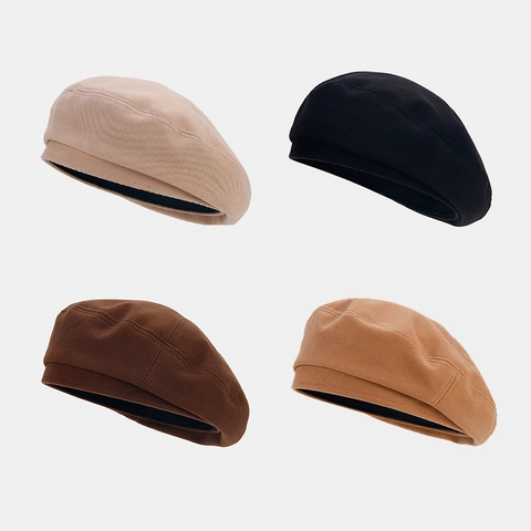 Women Beret Hat Woolen Solid Color Warm Vintage British Painter Style Fashion Accessory
