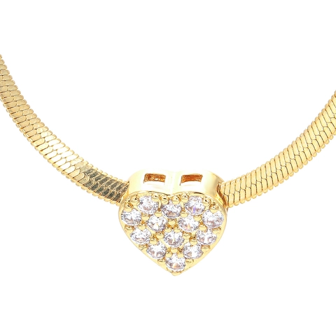 Ins Mode Koperen Hart Hanger Halskette Voor Vrouwen Zirkonia Verguld Goud Zilveren Slangenbot Ketting Sieraden