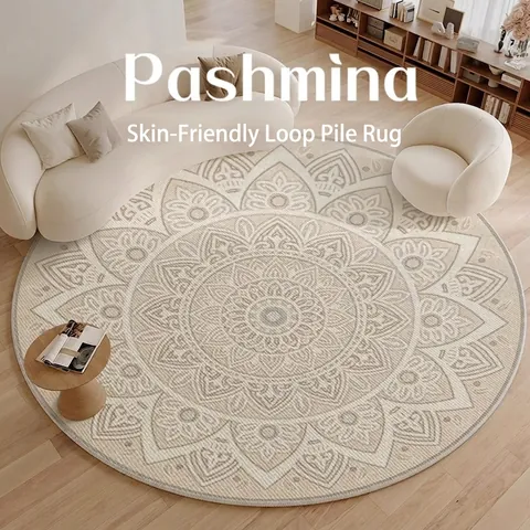 Alfombra Redonda Mandala Estilo Bohemio Sala De Estar Dormitorio Alfombra Impermeable Resistente A Manchas Antideslizante Moderna
