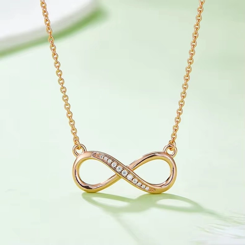S925 Sterling Silver Infinity Love Pendant Necklace For Women Minimalist Rhinestone Clavicle Chain Fashion Jewelry Gift