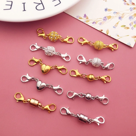 Magnetische Sieraden Sluitingen Koper Strass Hart Rond Voor Ketting Armband DIY Maken Met Karabijnsluiting