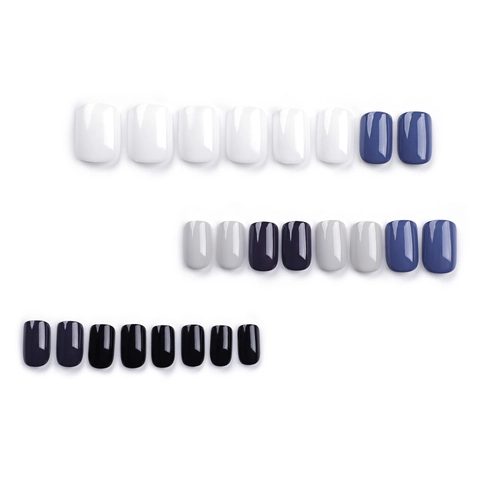 Short Square Press On Nails Solid Color Glossy Finish Simple Style False Nails For Women Elegant Wearable Manicure