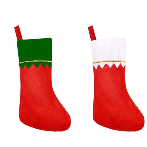 Weihnachtsstrumpf Hängende Tasche Aus Vliesstoff Mit Goldrand Feiertagsdekoration Einfarbig Für Kamin