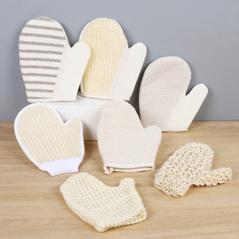 Exfoliating Bath Gloves Natural Sisal Jute Linen Body Scrubber Deep Clean Shower Back Scrubber Strap Skin Care Washcloth