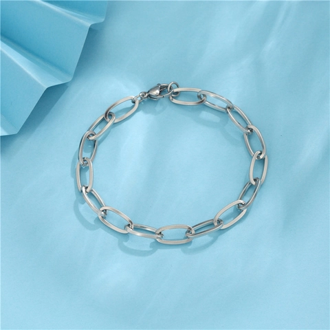 Minimalistische Roestvrijstalen Grove Schakelarmband Ovalen Schakels Hip Hop Trendy Mode Sieraden Voor Vrouwen