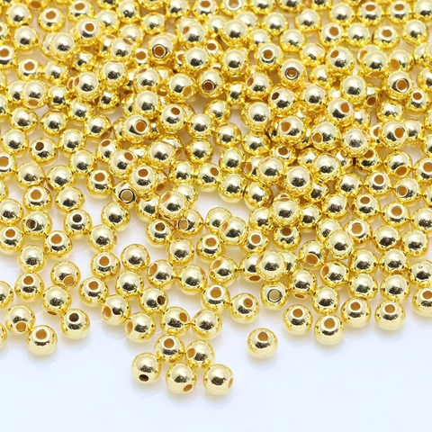 Smooth Round Spacer Beads Electroplated ABS Faux Artificial Pearl For DIY Jewelry Making Bracelet Crafting Supplies
