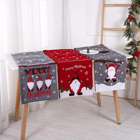 Camino De Table Navidad Poliéster No Tejido Gnomo Papá Noel Copo De Nieve Decoración Mesa