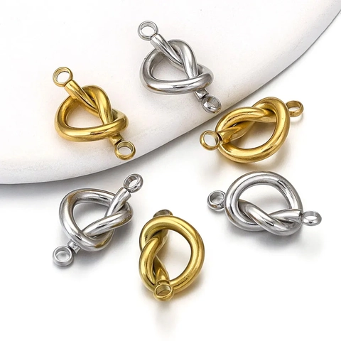 Stainless Steel Knot Jewelry Connectors Gold Plated Double Hole Links For DIY Necklace Earring Making Findings