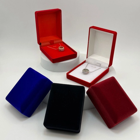 Jewelry Case For Necklace Pendant Ring Flocked Velvet Storage Gift Organizer Flip Top For Wedding Engagement