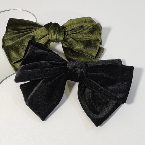Vintage Velvet Bow Hair Clip For Women Elegant Large Double Layer Bowknot Top Spring Clip Autumn Winter Hair Accessories