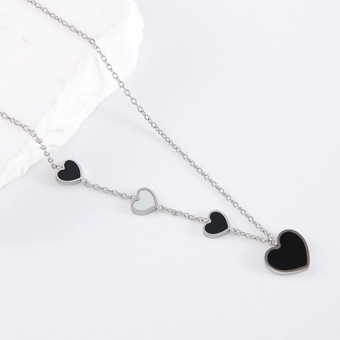 Collar Con Colgante De Corazón Acero Inoxidable 304 Nácar Concha Moda Cadena De Clavícula Joyería Para Mujer