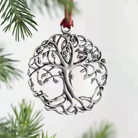 Christmas Tree Ornament Metal Pendants Silver Pewter Hanging Holiday Decoration Snowman Angel Gnome Tree Of Life Dove