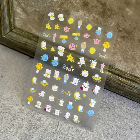 Cartoon Nail Art Stickers Ultra Thin Self Adhesive Cute Bear Duck Dinosaur Pattern DIY Manicure Decoration For Women