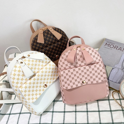 Mini Zaino Da Donna Moda Pelle PU Stampata Piccola Borsa Per La Scuola Casual Retro Borsa A Tracolla Per Ragazze Elegante