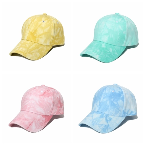 Women Cotton Tie Dye Baseball Cap Curved Brim Adjustable Outdoor Summer Sun Protection Fashion Streetwear Hat