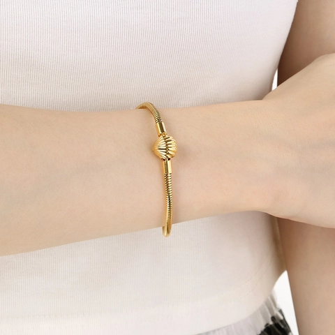 Bracelet Chaîne Serpent En Acier Inoxydable Avec Fermoir Mousqueton Cœur Couronne Bijoux Mode Élégants