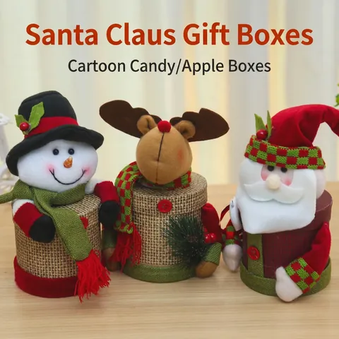 Weihnachts Süßigkeitendose Geschenkbox Weihnachtsmann Schneemann Rentier Leinen Papier Stoff Tischdeko Partygeschenke