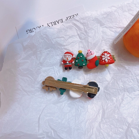 Christmas Hair Clips Santa Claus Elk Tree Resin Alloy Hairpins Festive Winter Hair Accessories For Girls Women Holiday Gift