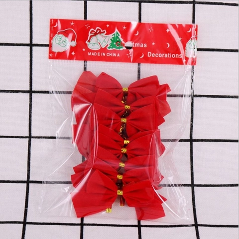 Christmas Bows Ornaments Multi Color Fabric Flock Glitter For Holiday Tree Hanging Decor Gift Wrapping Party Supplies