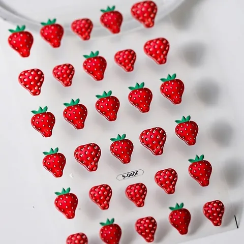 Nail Art Stickers 5D Relief Fruit Strawberry Cherry Peach Vintage Lace Angel Ultra Thin Self Adhesive Decals For DIY Mani