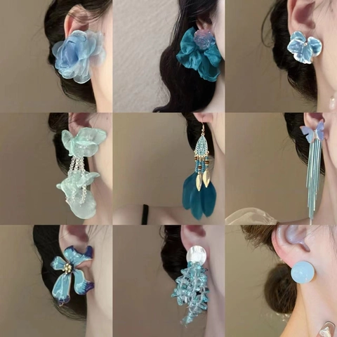 Butterfly Flower Alloy Rhinestone Earrings With 925 Sterling Silver Earring Post Elegant Aesthetic Chic Style Fashion Jewelry For Women