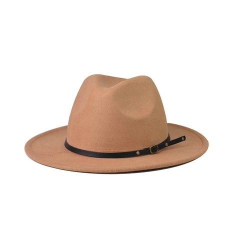 Vintage Wool Felt Fedora Hat Wide Brim Flat Top With Leather Belt Buckle Unisex Adult Kids Solid Color Elegant British Style