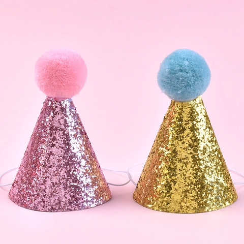 Sequin Birthday Party Hat With Pom Pom Decoration Adjustable Pet Bow Tie Dog Cat Celebration Supplies Shiny Accessory