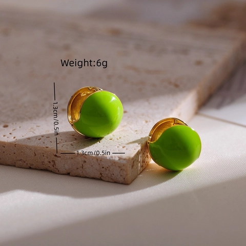 Französische Vintage Kugel Creolen Kupfer Vergoldet Emaille Marmor Tropföl Luxus Elegant Modeschmuck Für Damen