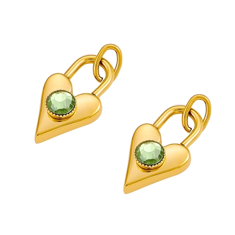 Colgante De Corazón De Acero Inoxidable Con Piedra De Circón Diseño De Candado Dorado Para Creación De Joyas DIY Estilo Retro