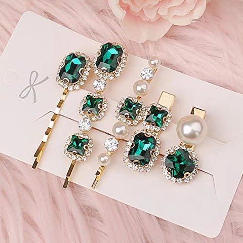 Fermagli per capelli vintage con strass e perle artificiali eleganti mollette in lega per donne accessorio di moda