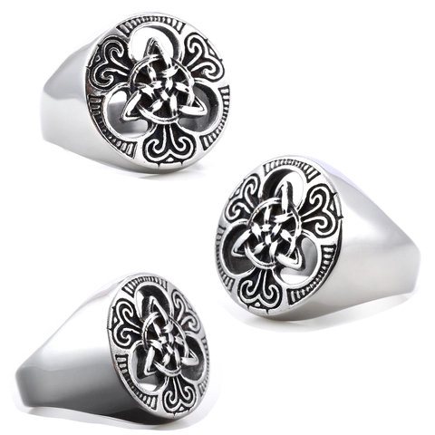 Vintage Keltenknoten Ring Edelstahl Durchbrochener Wikinger Punk Band Schmuck Für Herren Damen