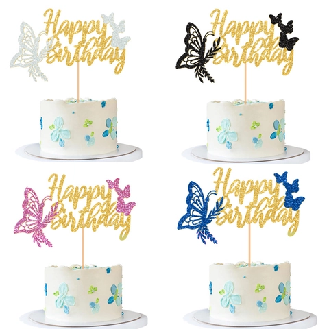 Schmetterling Happy Birthday Tortenaufsatz Glitzerpapier Funkelndes Schmetterlings Thema Party Dekoration Für Kinder Erwachsene