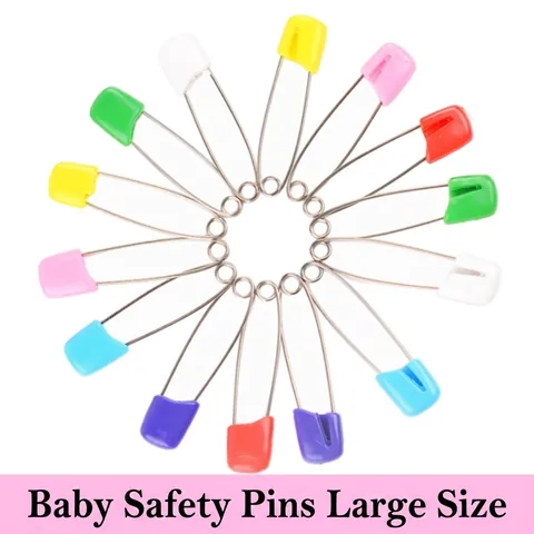 Baby Safety Pins With Smiley Face Colorful Plastic Head U-Shaped Metal Diaper Pins For Infants Kids Clothing Sewing Supplies