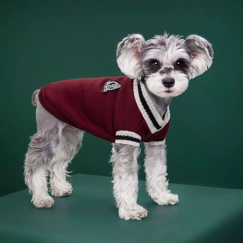 Gilet Pull Pour Chien Tricoté Rayé Col En V Style Preppy Vêtements Pour Petits Grands Chiens Chaud Hiver Mode