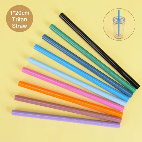 Reusable Drinking Straws Tritan Plastic Large Hole Candy Color For Tumbler Cup Eco Friendly Drinkware Accessory