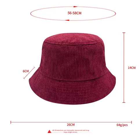 Chapeau Bob en Velours Côtelé Vintage pour Hommes Femmes Hiver Chaud Couleur Unie Souple Pliable Chapeau de Pêcheur Décontracté de Soleil