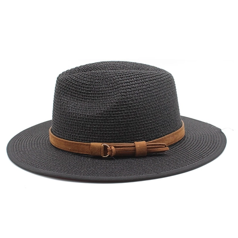 Panama Strohhut Fedora Mit Breiter Krempe Sommer Sonnenschutz Strand Reise Atmungsaktive Hut Mit Wildlederband Metallschnalle