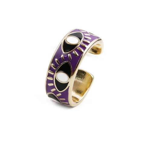 Anillo Abierto Ajustable Evil Eye Cobre Chapado En Oro Esmalte Colorido Joyería Bohemia Hip Hop Para Mujeres