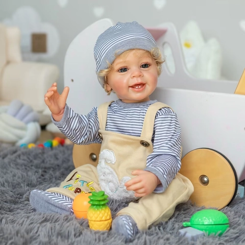 Lifelike Reborn Baby Doll Boy Full Vinyl Silicone Realistic Painted Skin Hand Rooted Hair Moveable Limbs Washable Gift