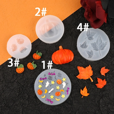 Halloween Silicone Molds Pumpkin Maple Leaf Ghost Bat Shape Fondant Chocolate Cake Decoration DIY Baking Tools Festive